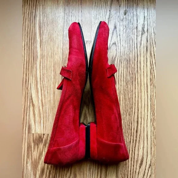 Escada Women's Shoes Suede Red/Orange Loafers Flats Size 8 - VINTAGE - Picture 3 of 9
